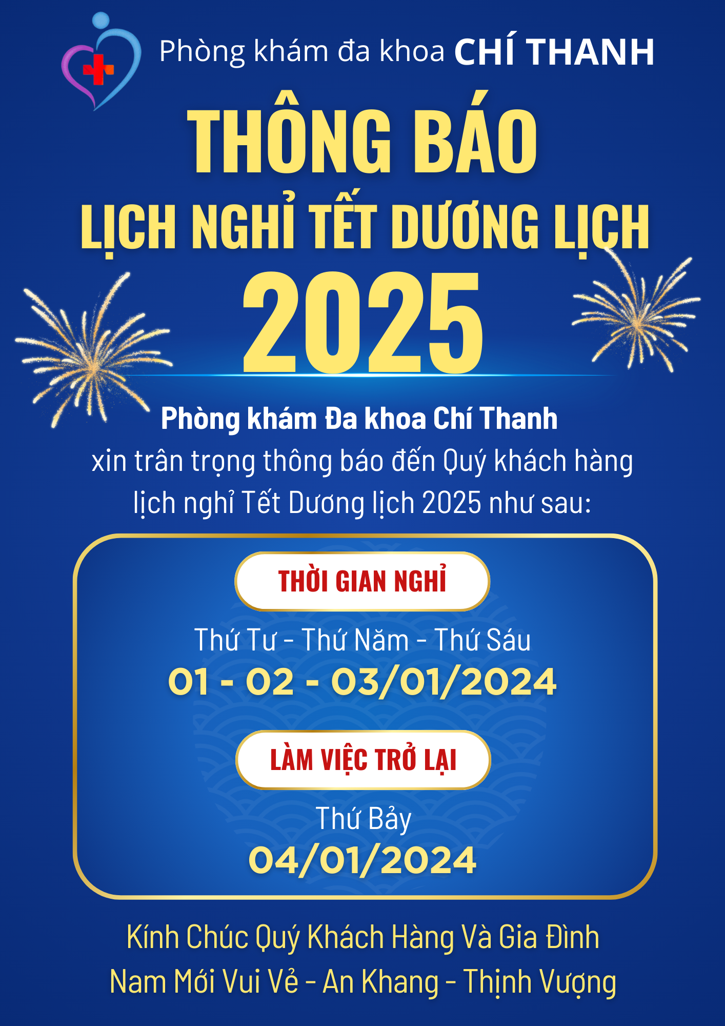 thông báo nghỉ tết dương lịch 2025
